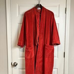 VTG State O Maine Red Terry Cloth Bathrobe 100% Cotton Heavyweight One Size